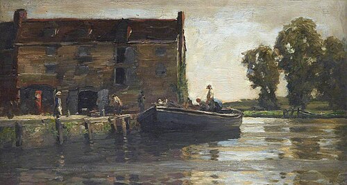 River Scene with a Barge, , John Leslie Thomson