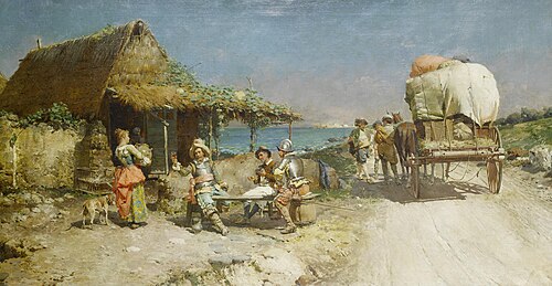 Refreshments at a wayside inn, , Cesare Augusto Detti
