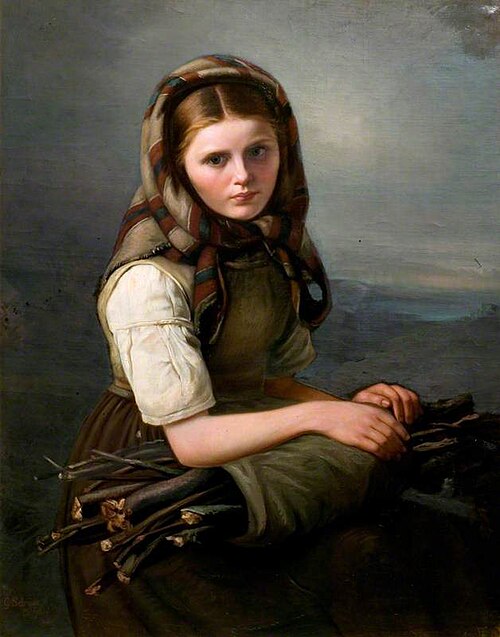 Girl Gathering Sticks, 1860, Georg Schwer