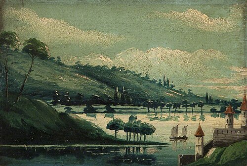 Castle and Lake, 1873, Charles Arthur Gervaise