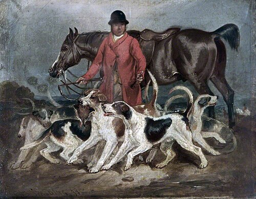 A Huntsman with His Horse and a Group of Hounds, 1855, Charles Bilger Spalding