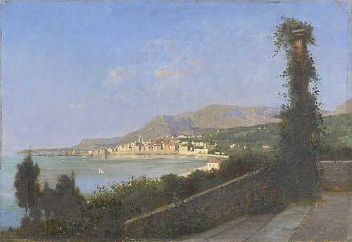 Mentone from the Chalet des Rosiers, 1882, Paul Edouard Rischgitz