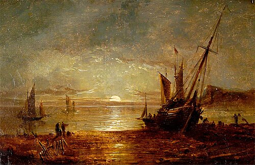 Boat on Beach, Sunset, , John Moore of Ipswich