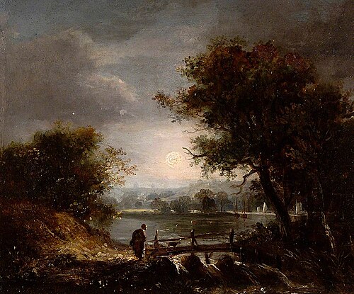 Moonlit Scene and Footbridge, , John Moore of Ipswich