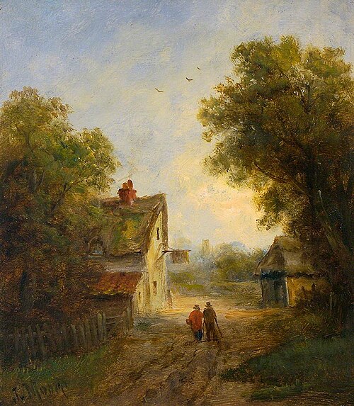 Village Scene with Two Figures, , John Moore of Ipswich