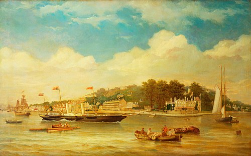 HMY 'Alberta' passing the Royal Yacht Squadron, Cowes, 1882, Charles Gregory
