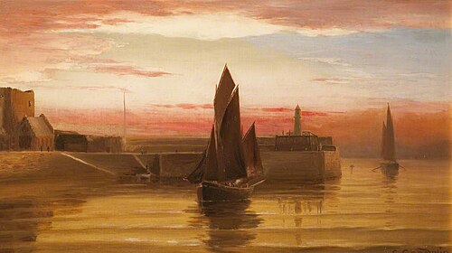 A Lugger Entering Peel Harbour, 1891, George Goodwin