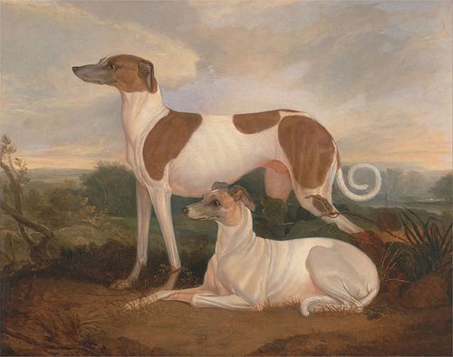 Two Greyhounds in a Landscape, 1850, Charles Hancock