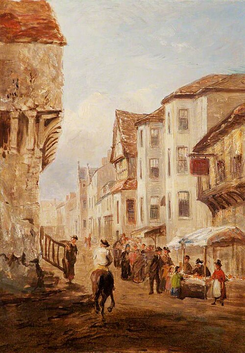 Market Scene in the High Street, Conwy, 1882, George Hayes