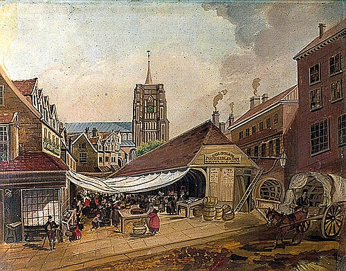 The Old Fish Market, Norwich, 1821, Charles Hodgson