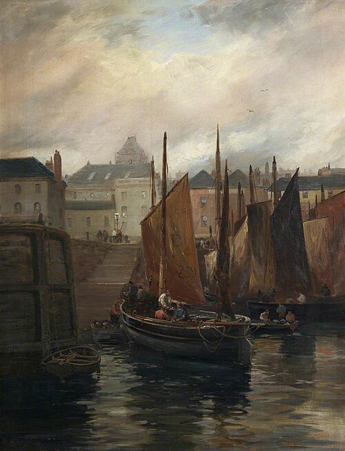 Penzance Fishing Boats Landing Fish at the Barbican, Plymouth, , George Henry Jenkins