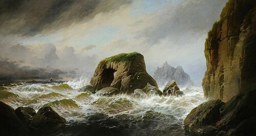 A Sea-girt Rock in Choppy Water, 1884, George Henry Jenkins