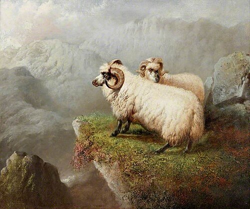 Sheep on a Cliff's Edge, 1866, George Hepper