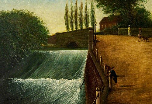 The Weir, Mill Walk, Nuneaton, Warwickshire, 1924, Charles Jacombs