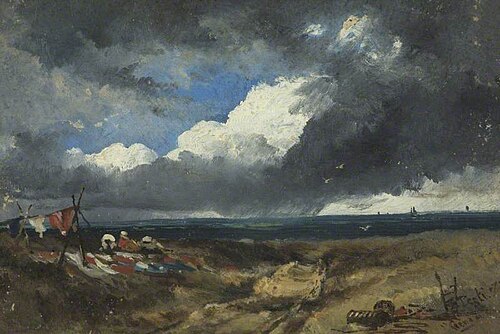 Washing Drying on the Seashore, Pegli, Genoa, Italy, 1877, George Hornblower Simms