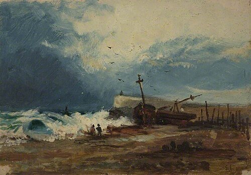 Beach with Boat and Rough Sea, 1881, George Hornblower Simms