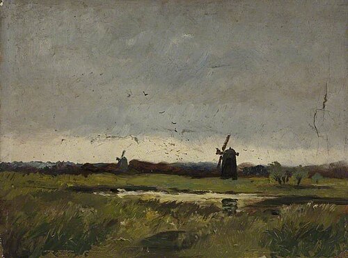 Landscape with Two Windmills, , George Hornblower Simms