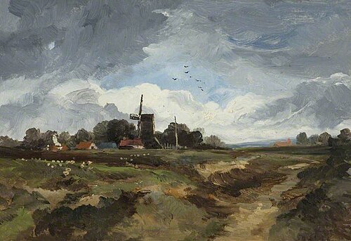 Landscape with Sheep and Windmill, , George Hornblower Simms