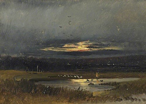 Marshland, Sunset, with Figure, , George Hornblower Simms