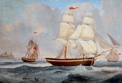 'Castle Eden' 258 Tons, off Tynemouth, Tyne and Wear, 1844, John Scott