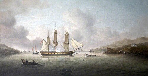 HMS 'Enchantress' in the River Dart, 1804, Charles Martin Powell