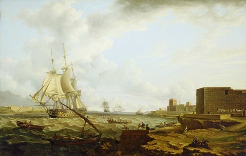 A third-rate entering Port Mahon, 1820, Charles Martin Powell