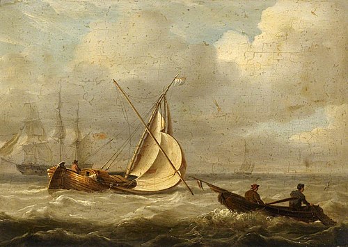Fishing boats in a breeze, , Charles Martin Powell