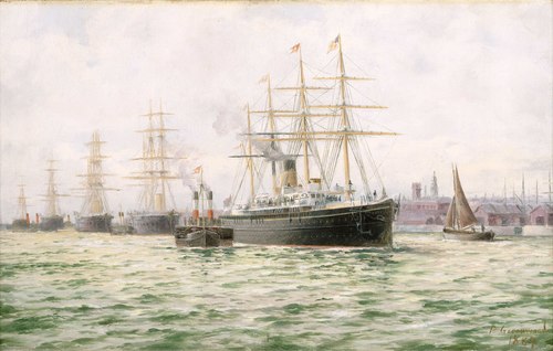 The White Star Line steamship 'Adriatic' leaving Liverpool, 1889, Parker Greenwood