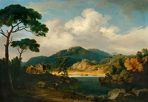 Italianate Landscape with Umbrella Pines and River, 1825, John Tobias Young