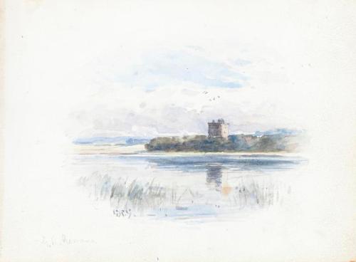 A River and House -  from 'Gemmes de L'Art', a scrapbook of sketches by various artists - George Rus, 1500, George Russell Gowans