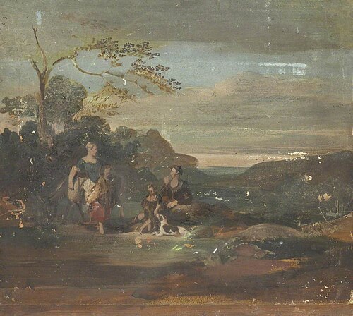 Figures in a Wooded Landscape, 1835, George Sheffield Senior