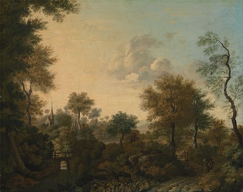 A View Supposedly Near Arundel, Sussex, with Figures in a Lane, 1750, George Smith