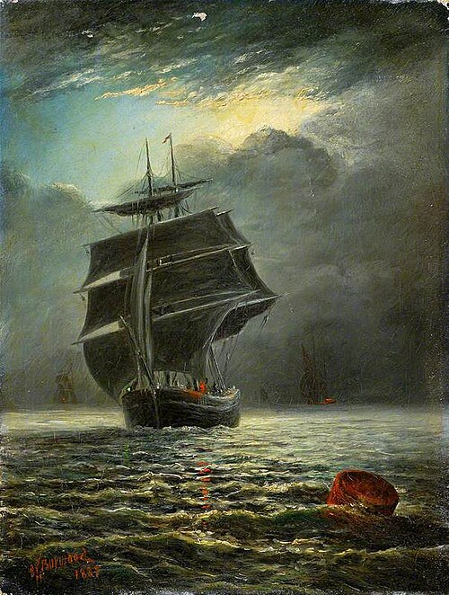 Square Rig Sail Ship, 1887, George Vemply Burwood