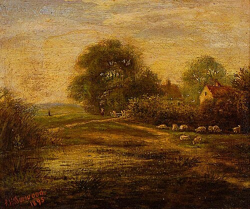 Landscape with Sheep, 1895, George Vemply Burwood