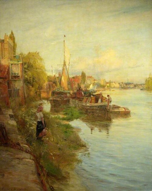 Barges on the Thames, 1891, Charles William Wyllie