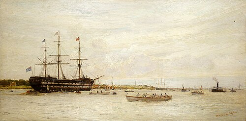 A regatta off HMS Worcester, , Charles William Wyllie