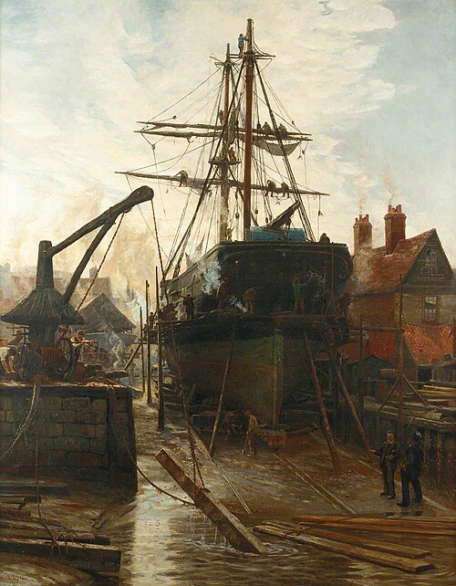 Home from the Brazils - refitting, 1881, Charles William Wyllie
