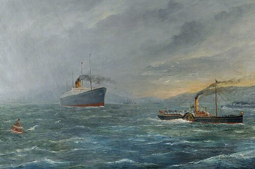 SS 'Adriatic', the First White Star Liner to Come to Southampton Passing Down Cowes Roads, 31 May 19, 1907, George Washington Sandell