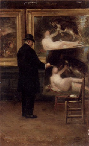 Self portrait: Copying a painting by Bouguereau, 1909, Georges Louis Hyon
