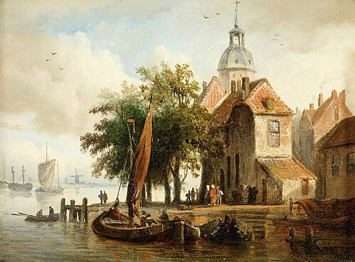 Dutch Scene with Boats and Figures, , Willem Bodemann