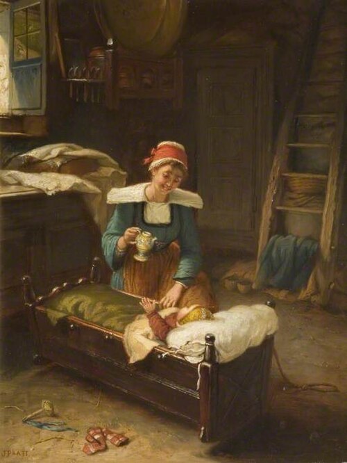 Interior with Mother and Child, 1883, Jonathan Pratt