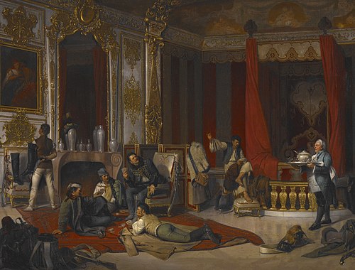A Military Bivouac in a Royal Palace, 1865, Josef Munsch