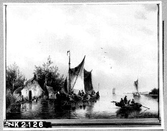 Schepen op een rivier, 1842, Gerardus Hendriks