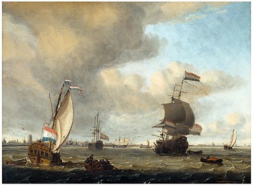 Gezicht op de Maas voor Rotterdam, 1692, Gerrit Pompe