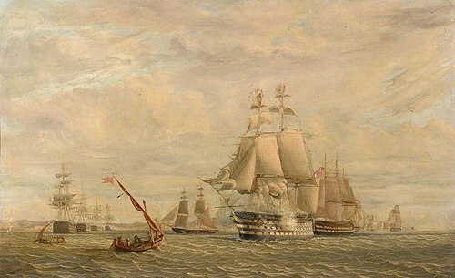 British ships coming to anchor with French ships, 1880, William Calmody Nowell