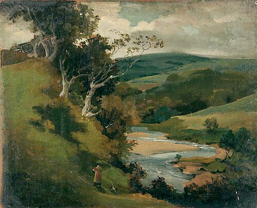 Landscape with a River in Hilly Country, , Joseph Clover