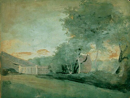 Wooded Landscape with Farm Buildings (verso), , Joseph Clover