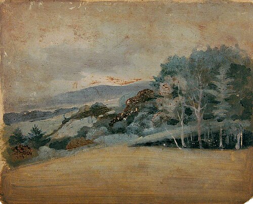 Hilly Wooded Landscape (recto), , Joseph Clover