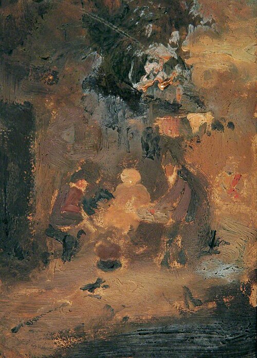 Three Figures Seated in a Landscape, , Joseph Clover