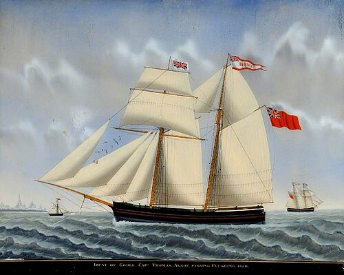 'Irene' of Goole, with Captain Thomas Alsop, Passing Flushing, , Petrus Cornelis Weyts